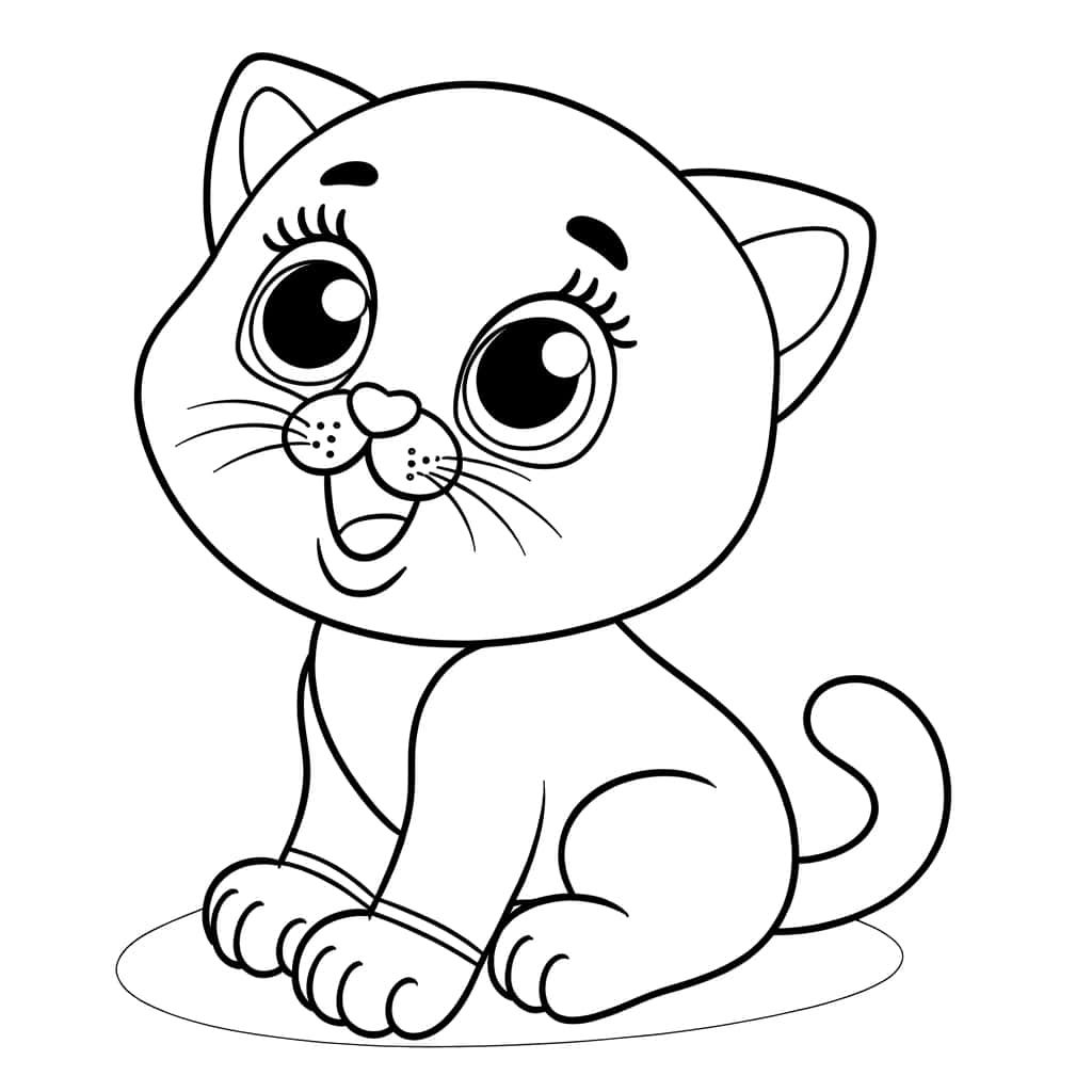 Coloriage Chaton souriant à imprimer et colorier