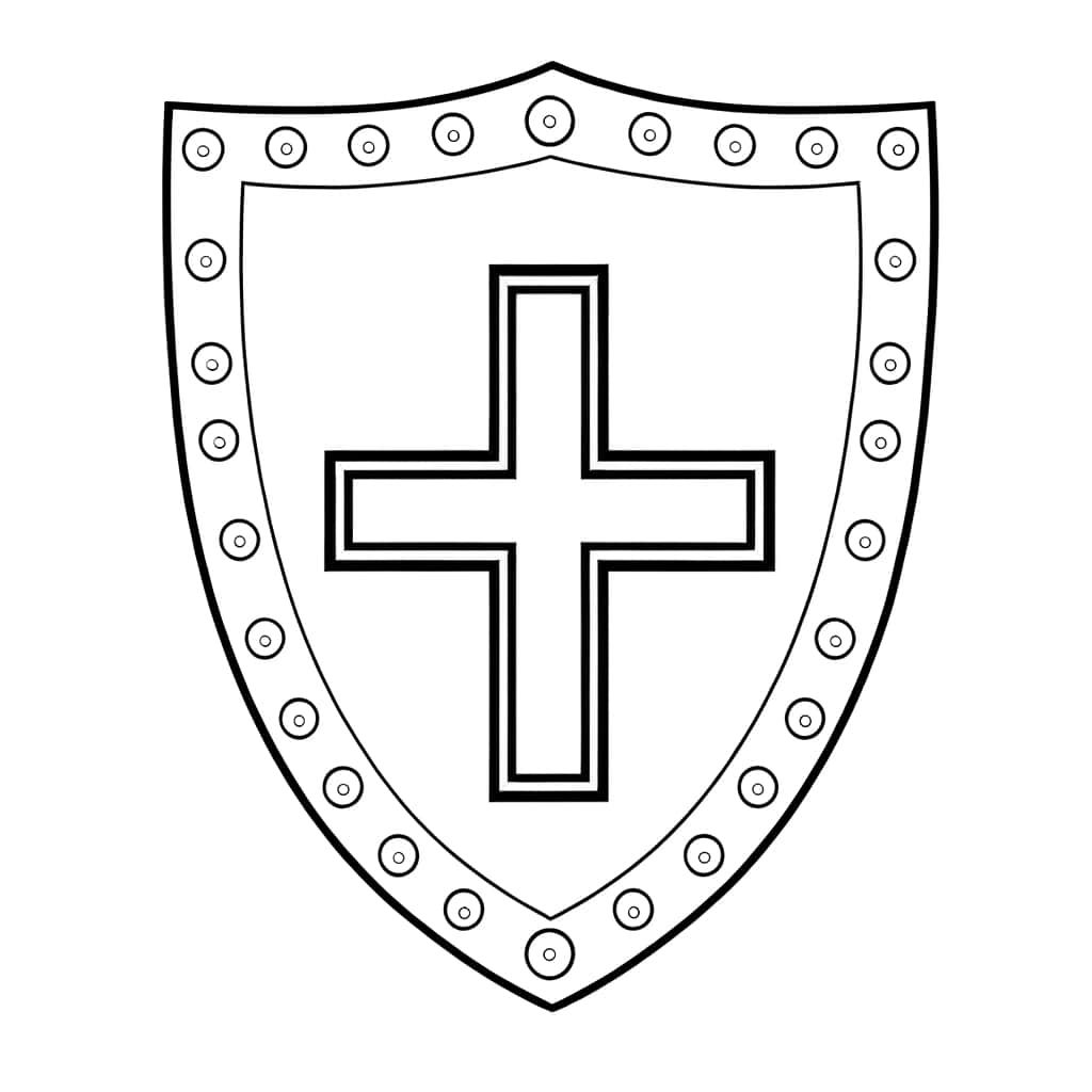 Coloriage Bouclier à croix à imprimer et colorier