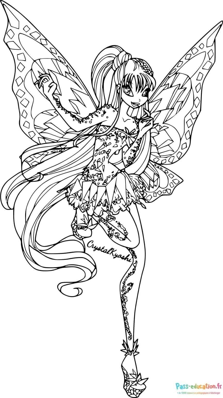 Coloriage Fée ailée à imprimer et colorier