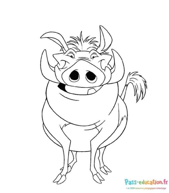 Coloriage Pumbaa souriant à imprimer et colorier