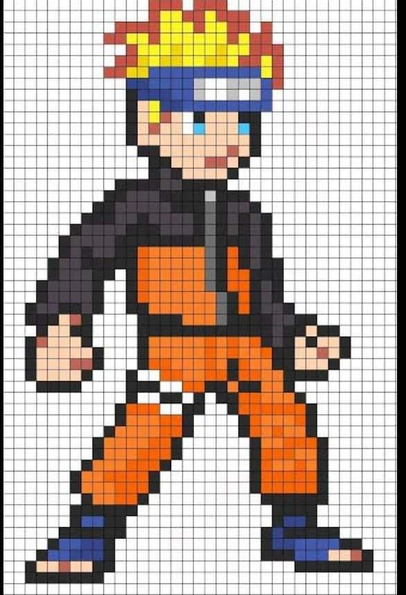 Coloriage Naruto pixelisé à imprimer et colorier