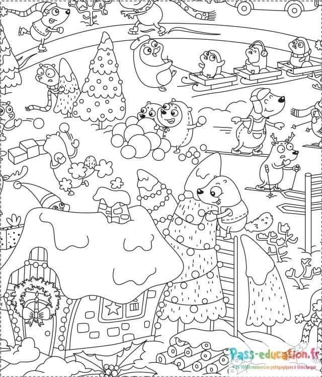 Coloriage Géants dans la neige à imprimer et colorier