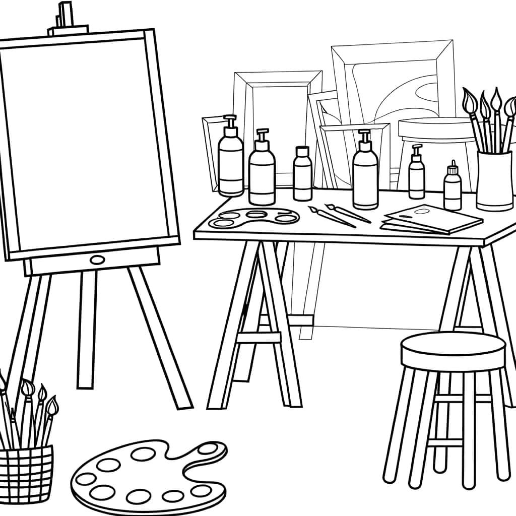 Coloriage Atelier d'artiste à imprimer et colorier