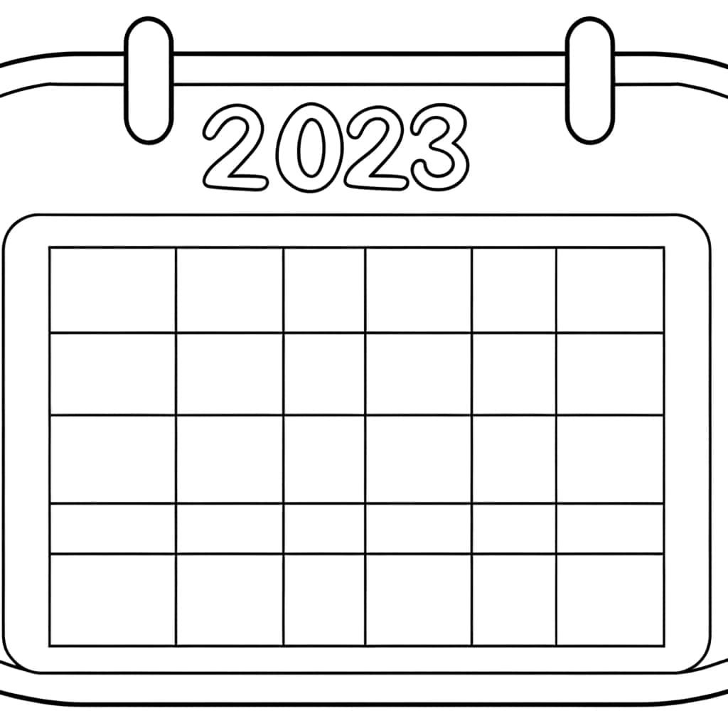 Coloriage Calendrier vierge 2023 à imprimer et colorier