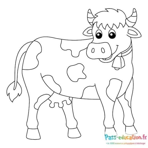 Coloriage Vache souriante à imprimer et colorier