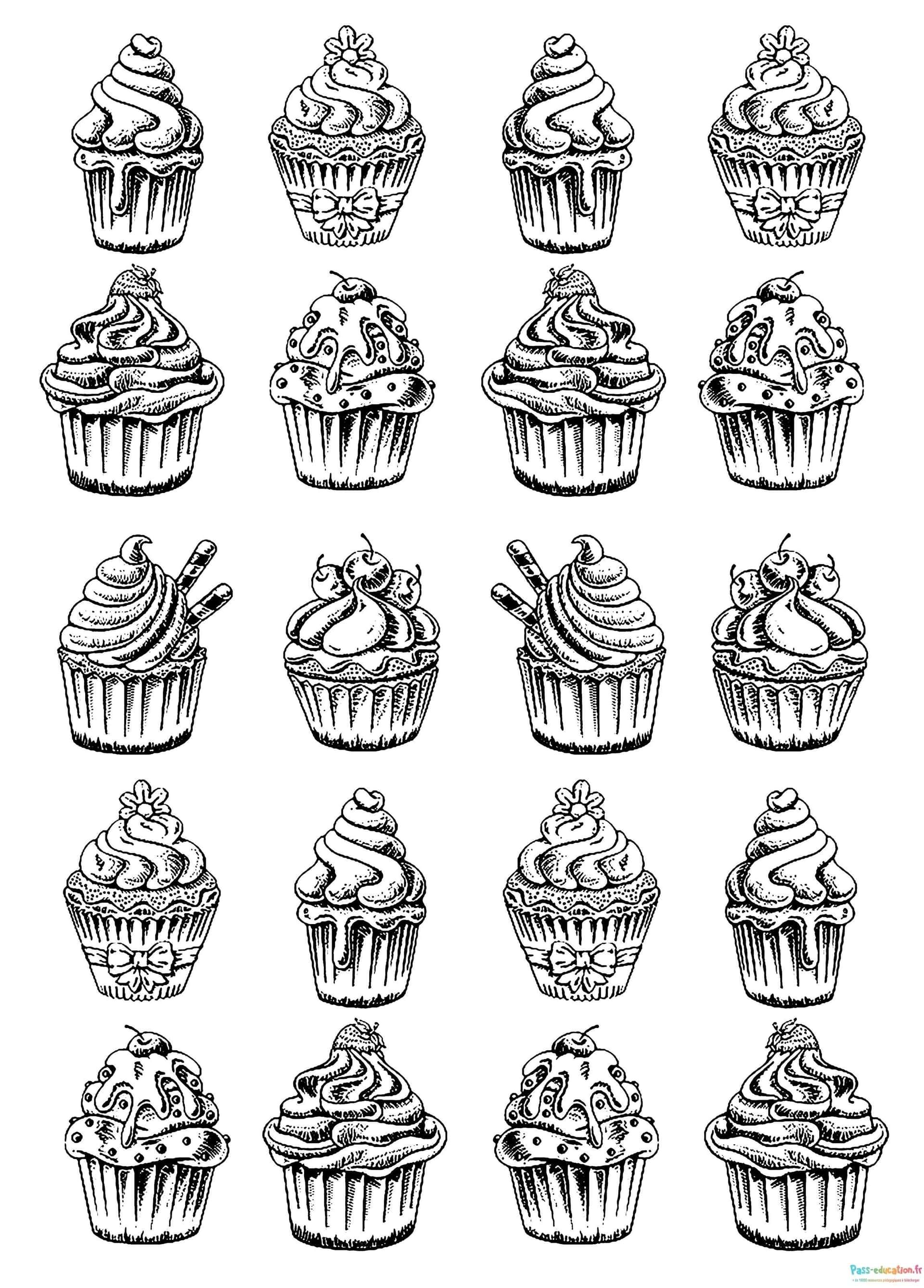 Coloriage Délices Cupcakes à imprimer et colorier