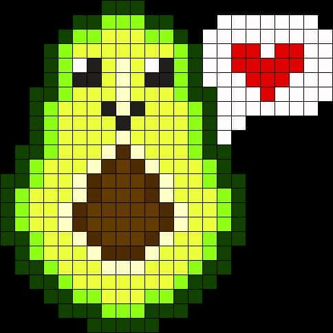 Coloriage Avocat pixel cœur à imprimer et colorier