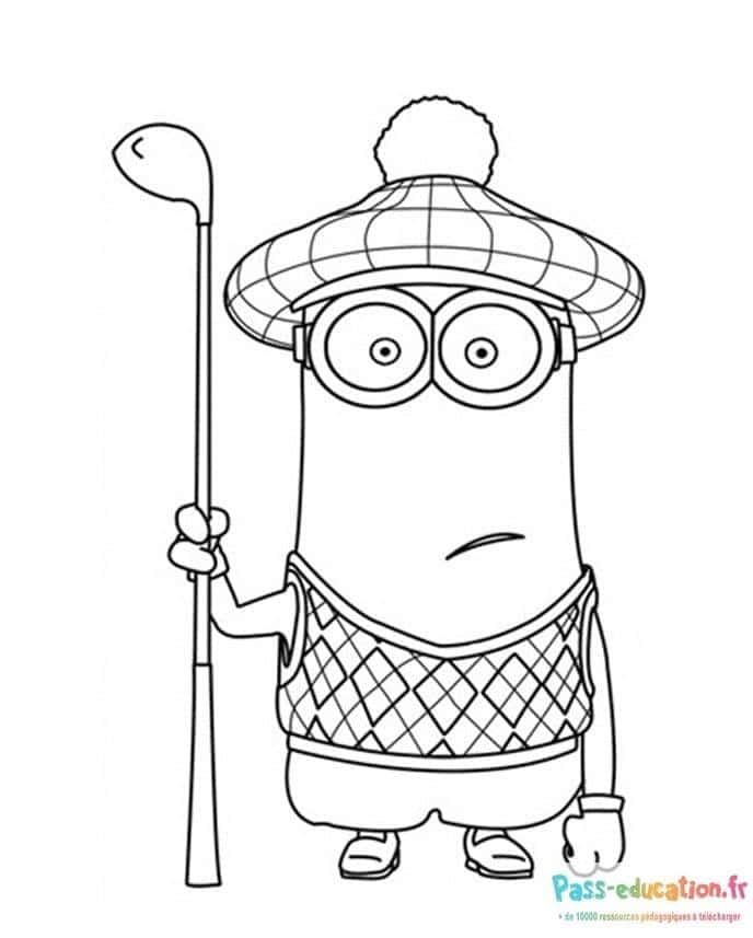 Coloriage Minion golfeur à imprimer et colorier