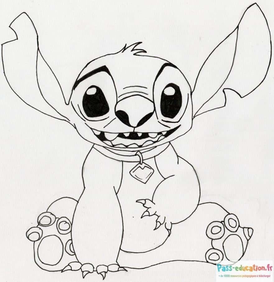 Coloriage Stitch souriant à imprimer et colorier
