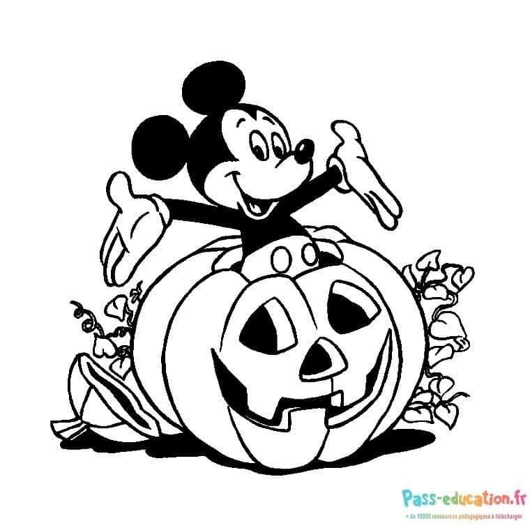 Coloriage Mickey Halloween à imprimer et colorier