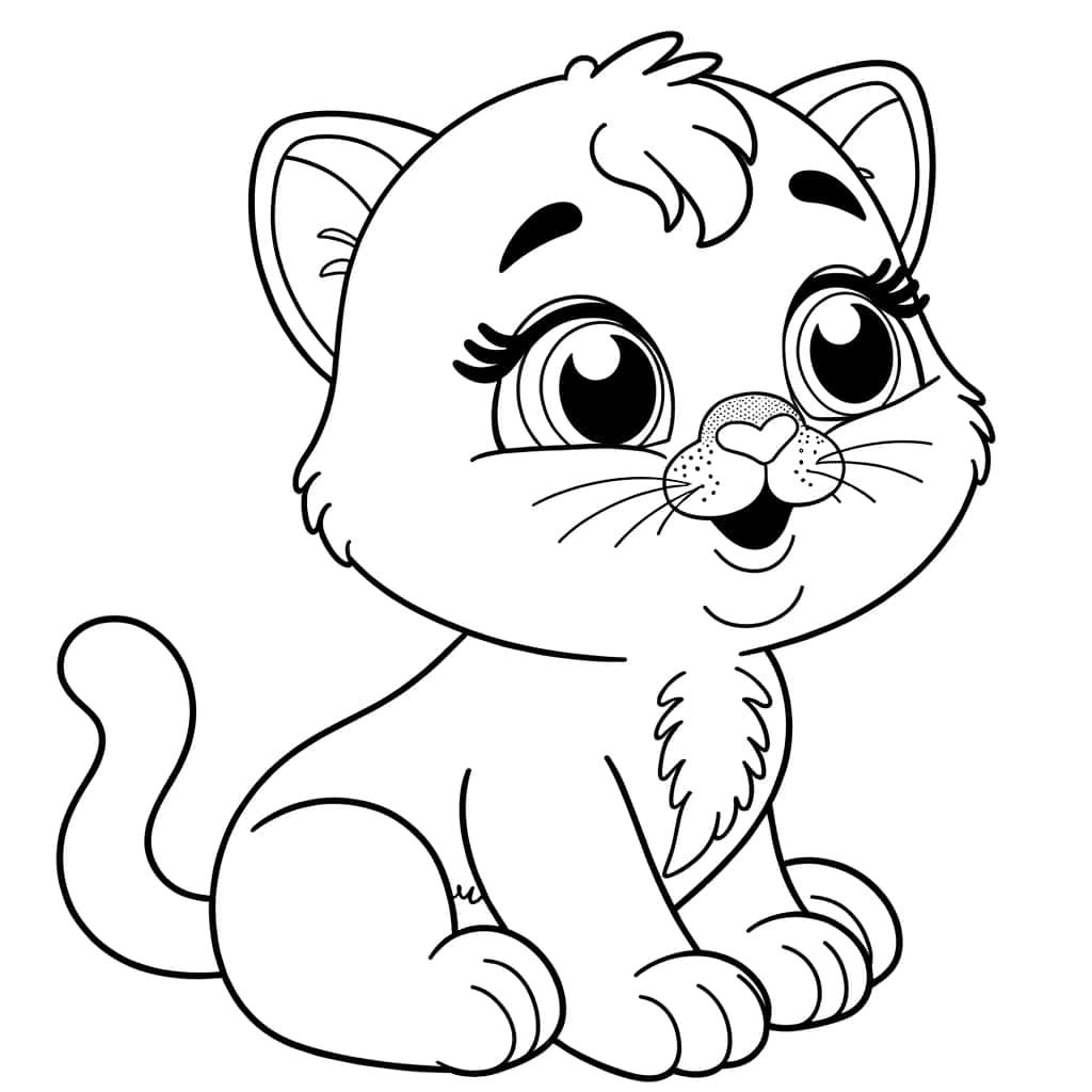 Coloriage Chaton mignon à imprimer et colorier