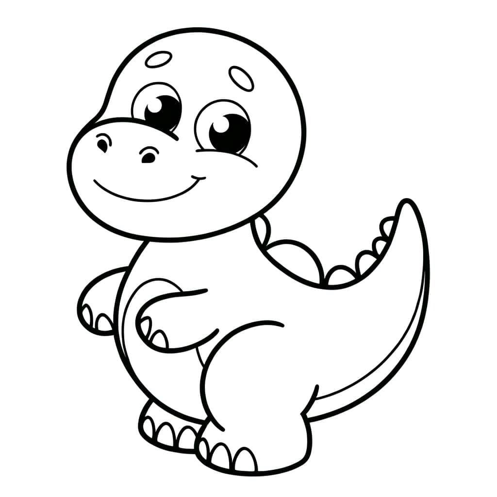 Coloriage Dinosaure souriant à imprimer et colorier