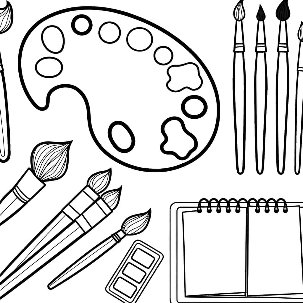 Coloriage Palette de peinture à imprimer et colorier
