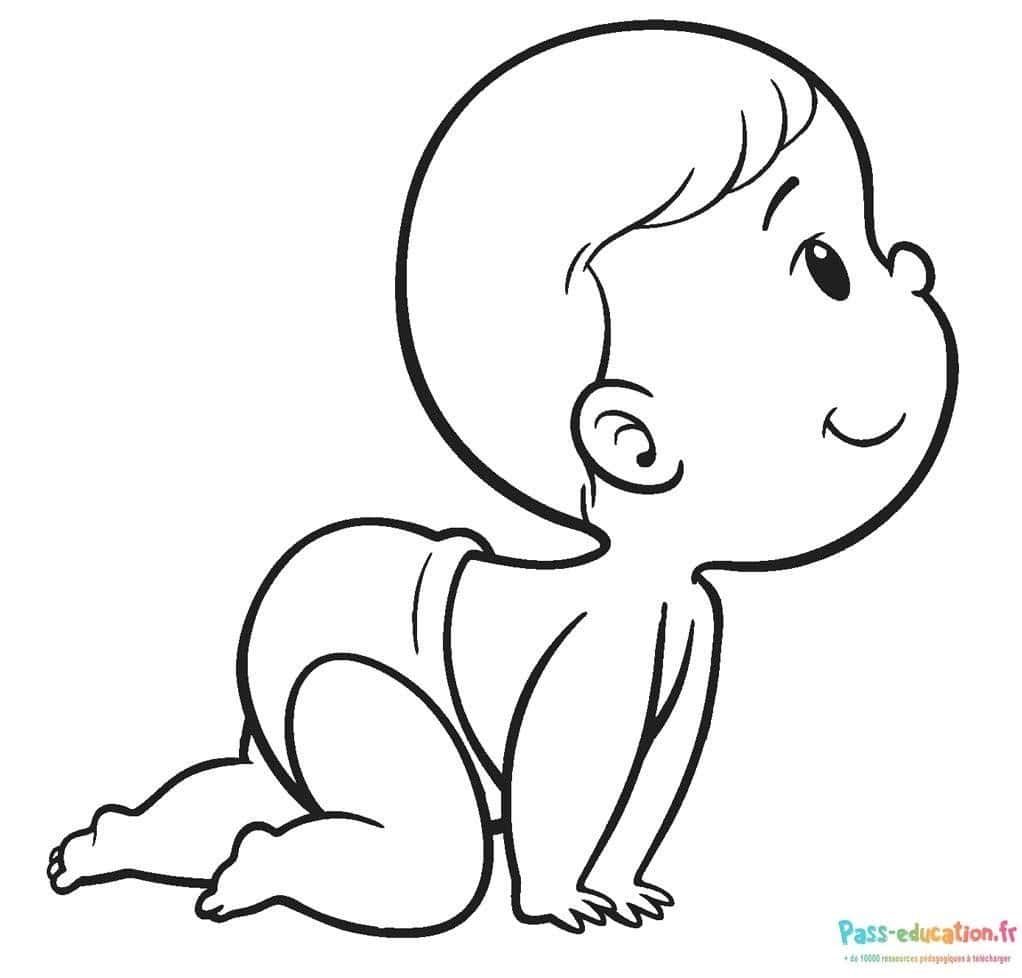 Coloriage Bébé souriant à imprimer et colorier