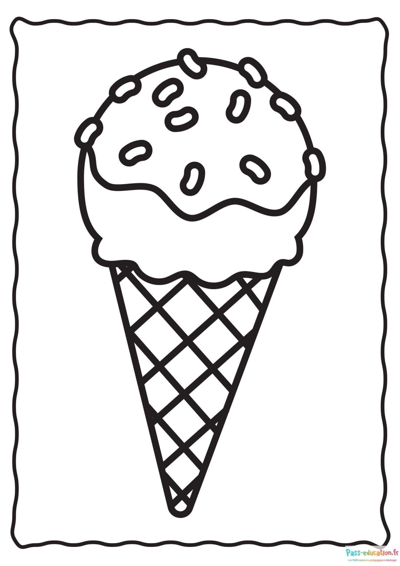 Coloriage Cône de glace à imprimer et colorier