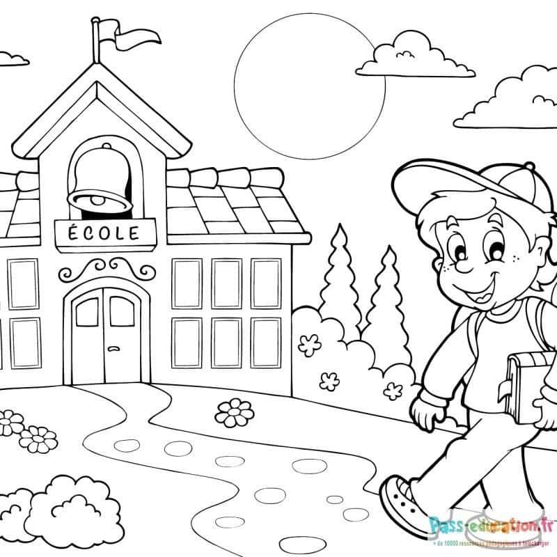 Coloriage Garçon à l'école à imprimer et colorier