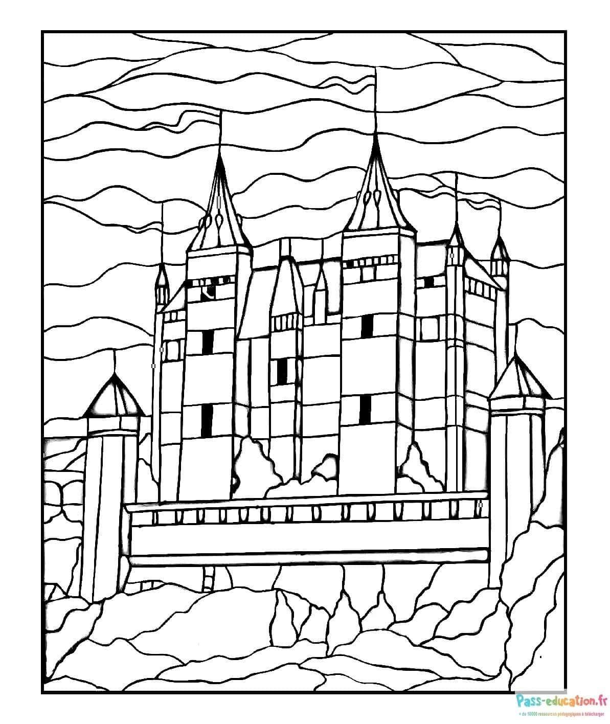 Coloriage Château féodal à imprimer et colorier