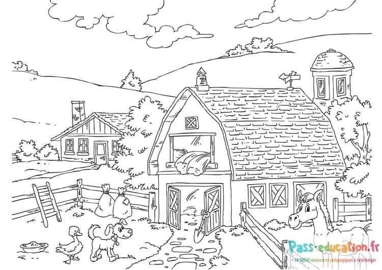 Coloriage Ferme animée à imprimer et colorier