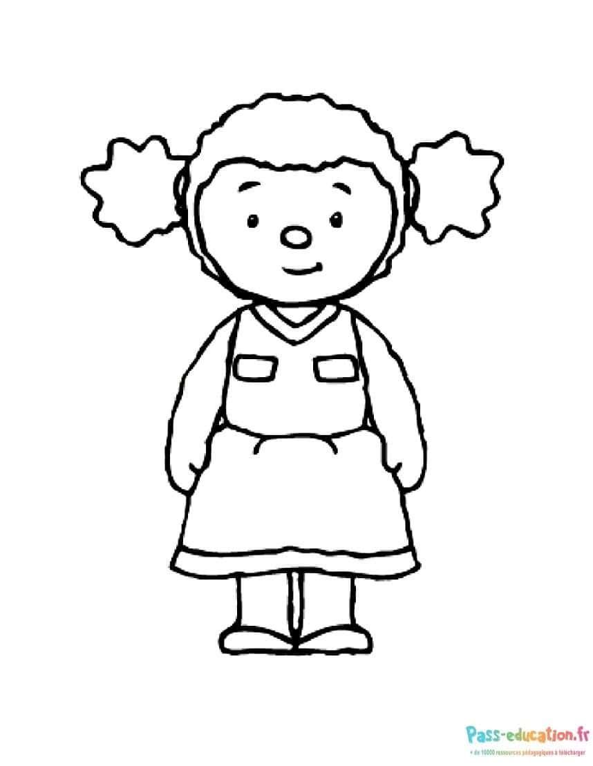 Coloriage Tchoupi en robe à imprimer et colorier
