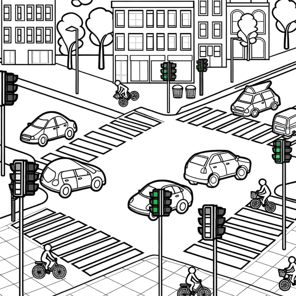 Coloriage Intersection animée à imprimer et colorier