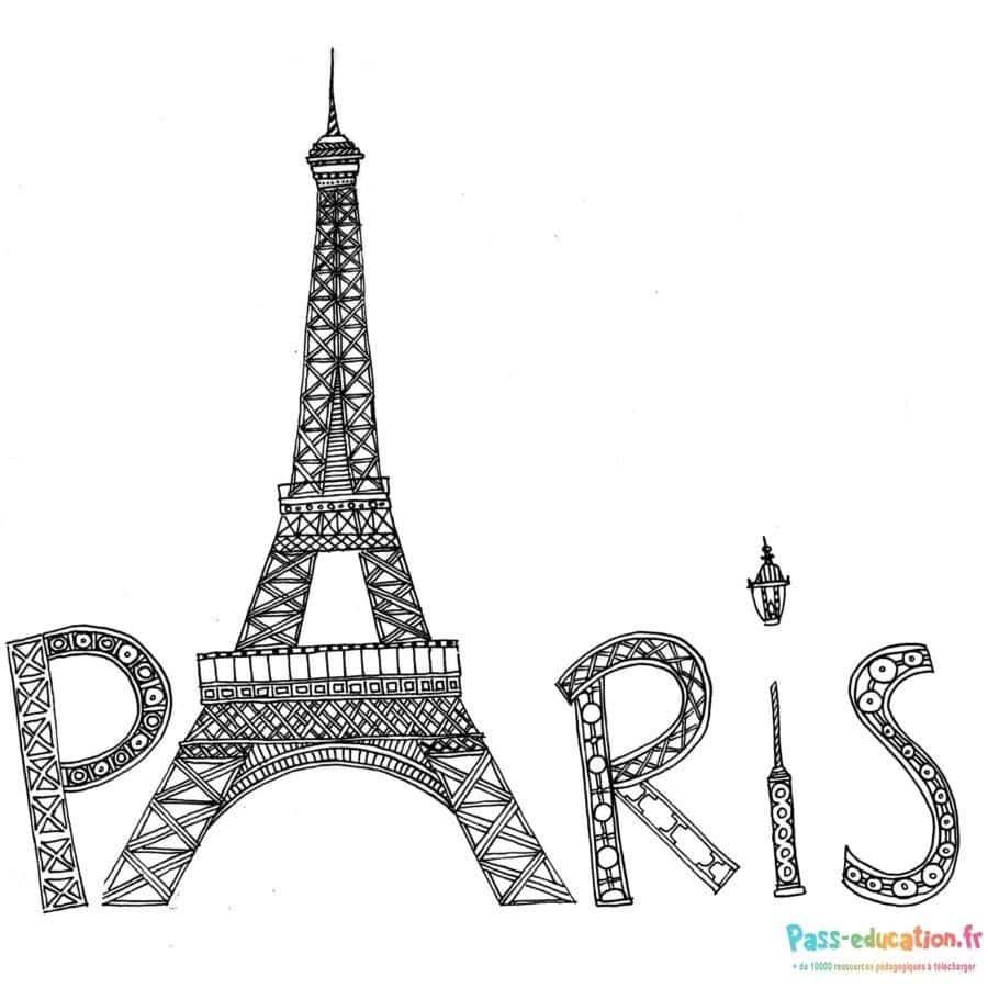 Coloriage Tour Eiffel Paris à imprimer et colorier