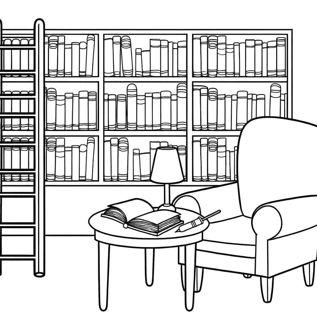 Coloriage Bibliothèque confortable à imprimer et colorier