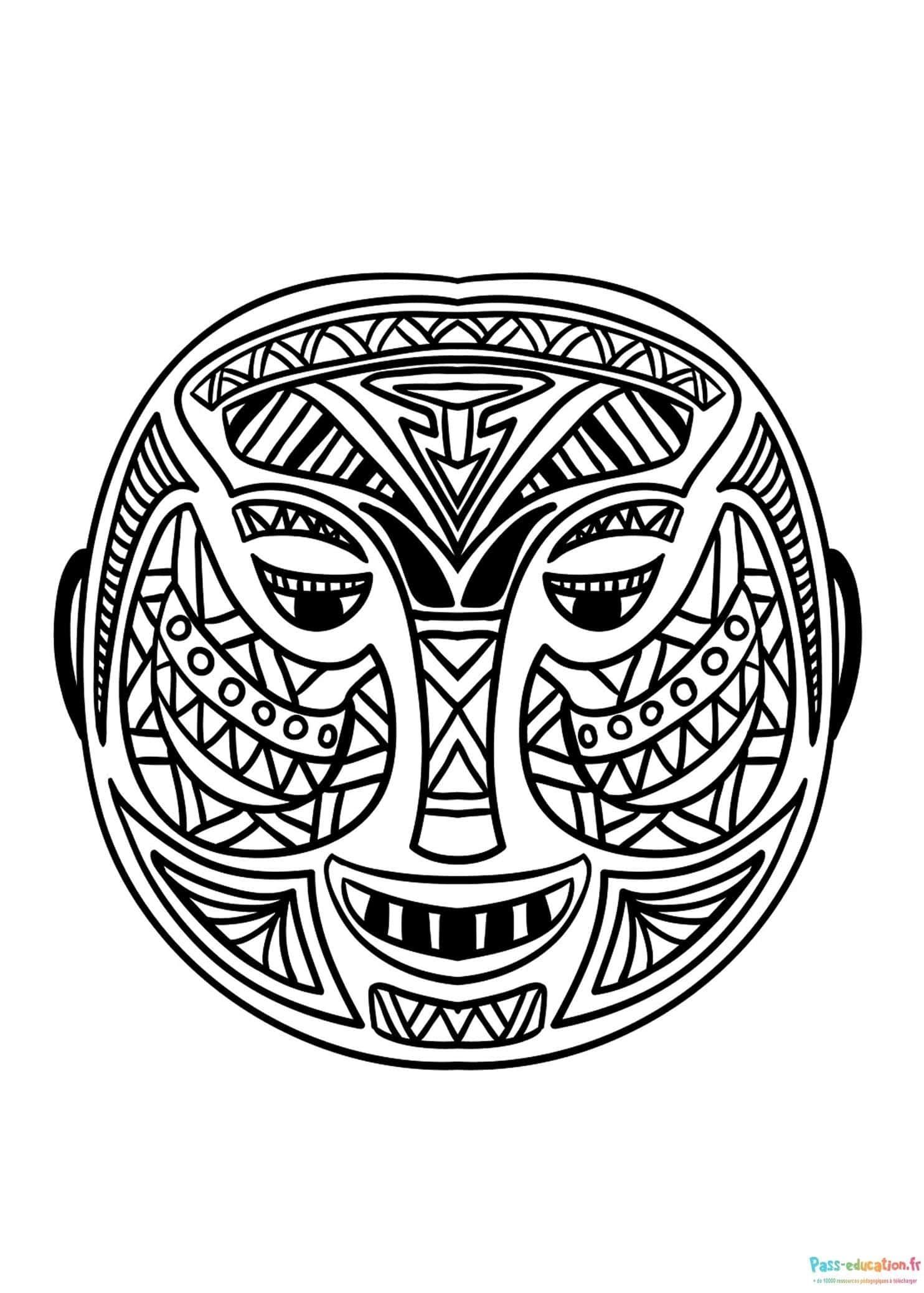 Coloriage Masque africain à imprimer et colorier