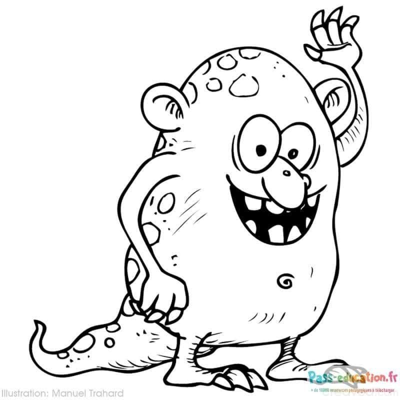 Coloriage Monstre rigolo à imprimer et colorier