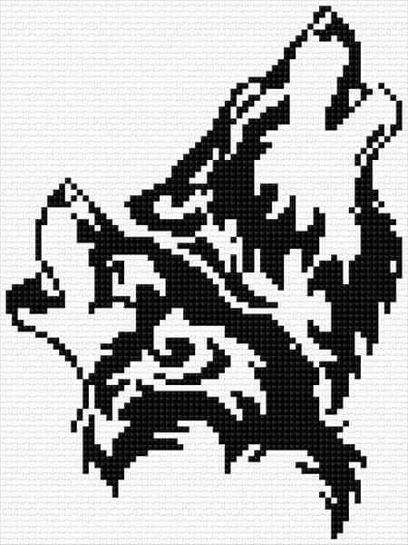 Coloriage Loup pixelisé à imprimer et colorier
