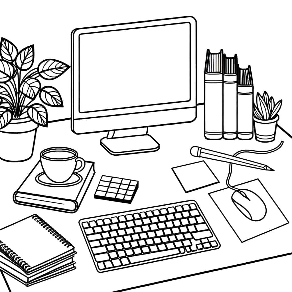 Coloriage Espace de travail à imprimer et colorier