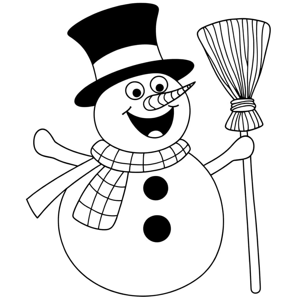 Coloriage Bonhomme de neige souriant à imprimer et colorier