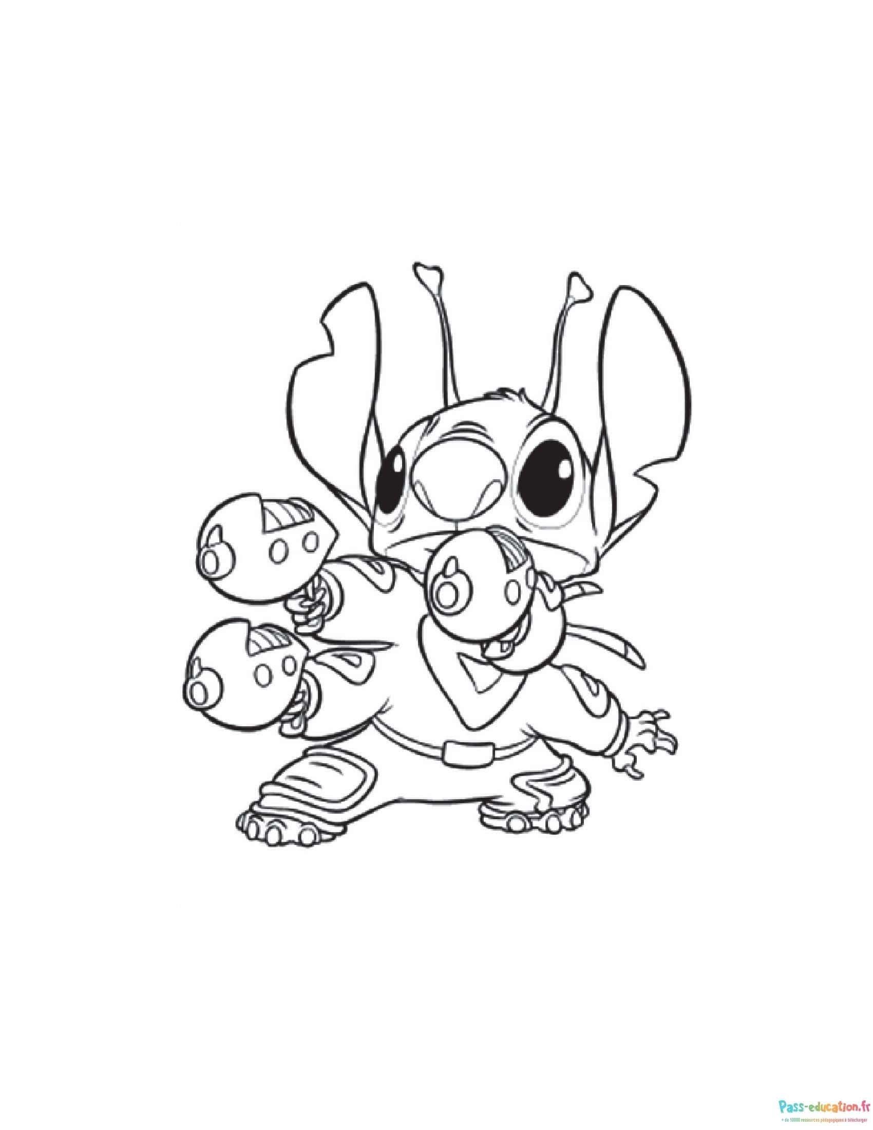 Coloriage Stitch en patins à imprimer et colorier