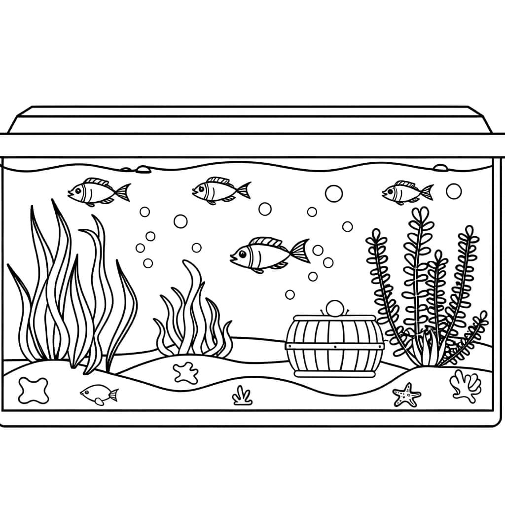 Coloriage Aquarium tropical à imprimer et colorier