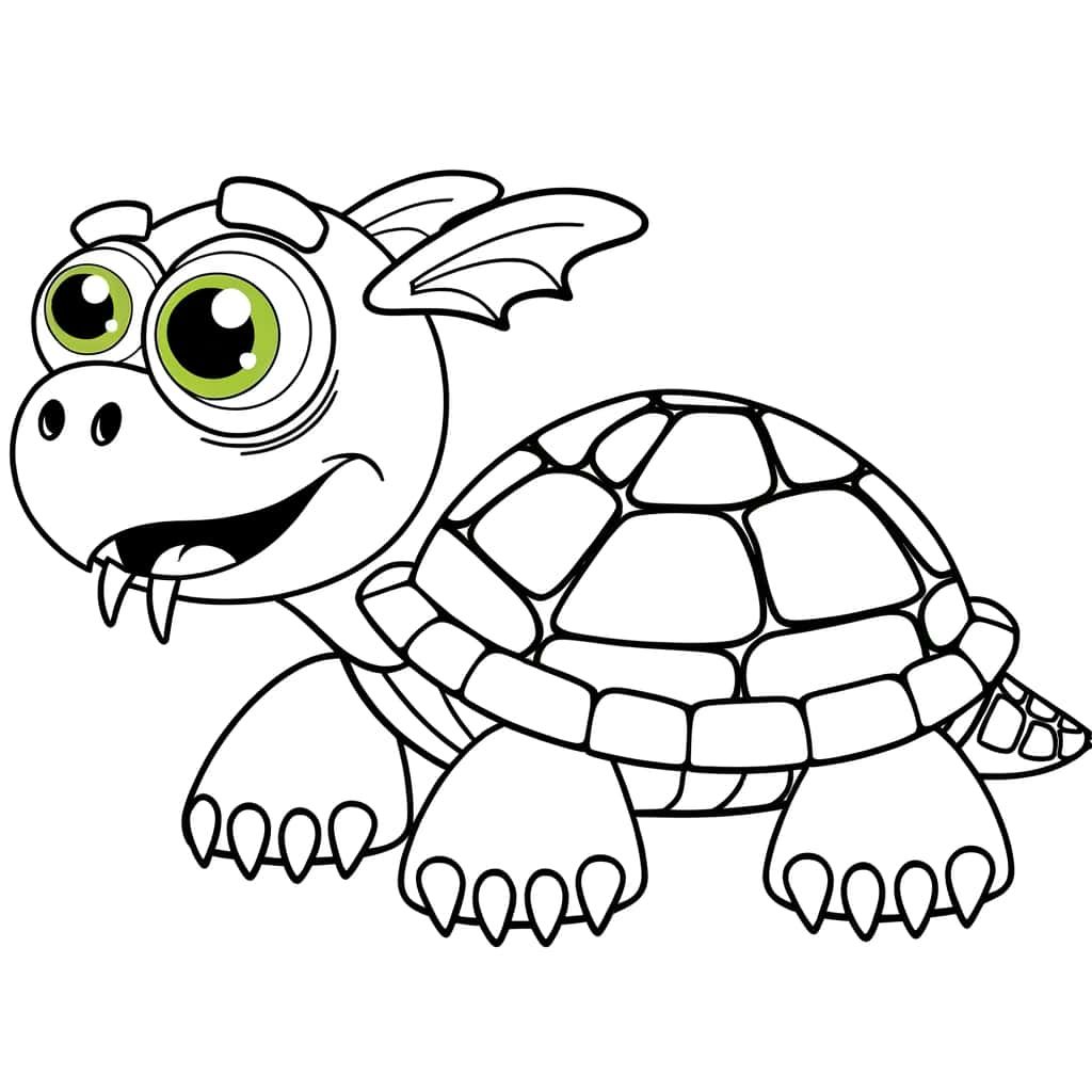 Coloriage Tortue dragon volante à imprimer et colorier