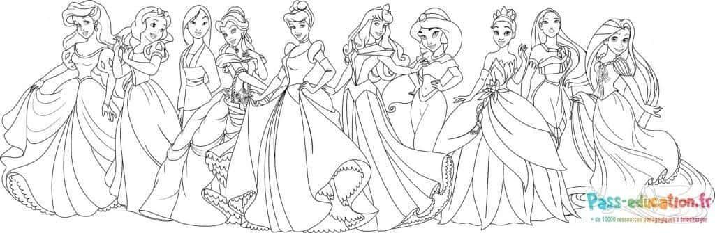 Coloriage Princesses élégantes à imprimer et colorier