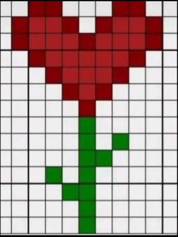 Coloriage Fleur rouge et verte à imprimer et colorier