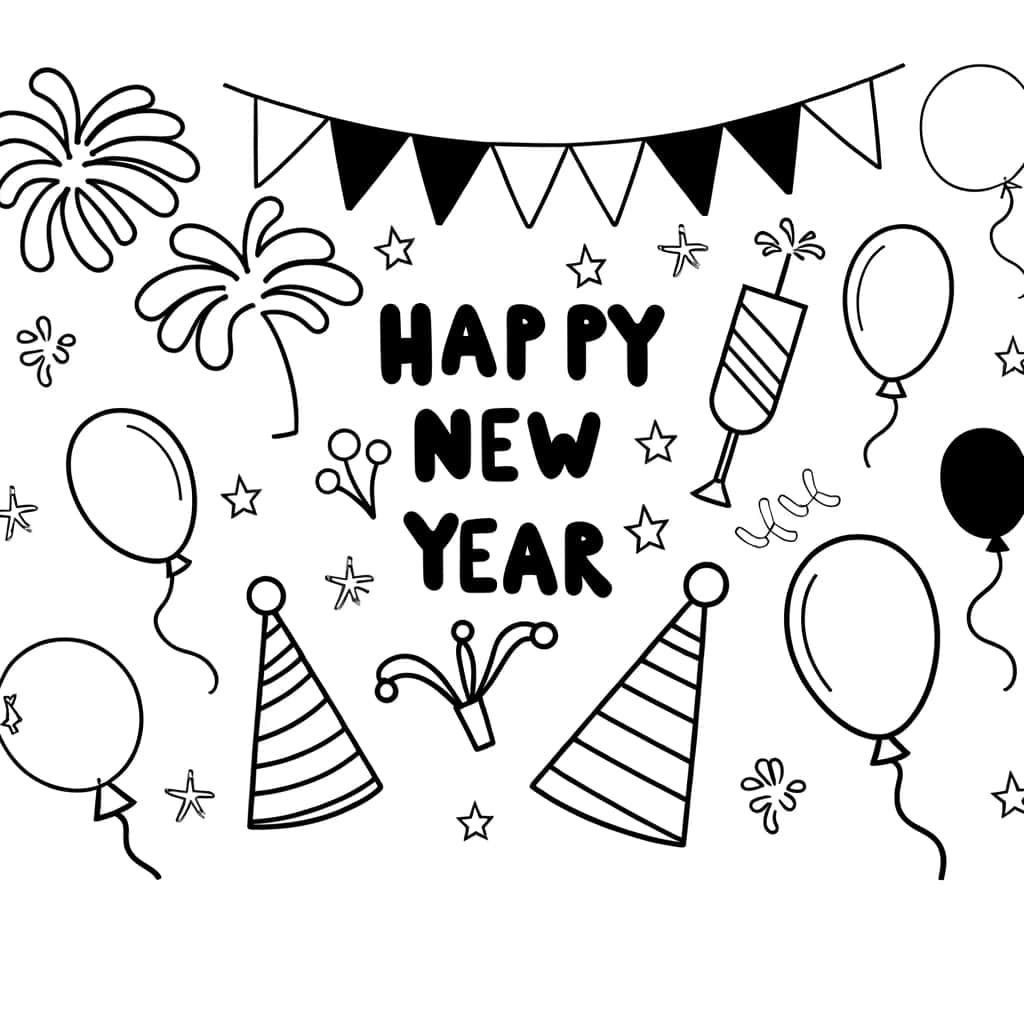Coloriage Fête Nouvel An à imprimer et colorier