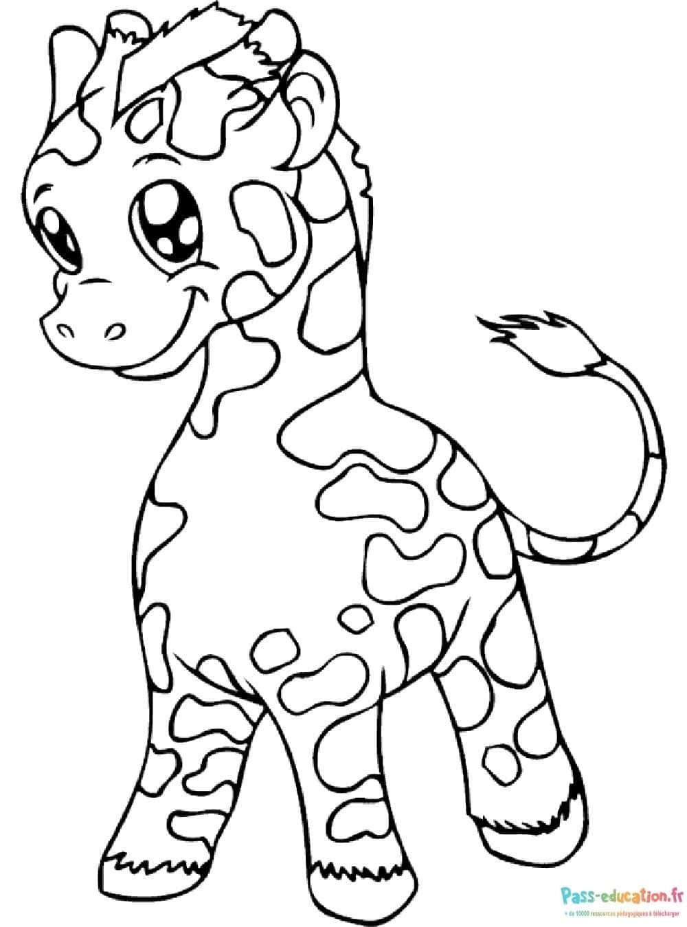 Coloriage Girafe amicale à imprimer et colorier