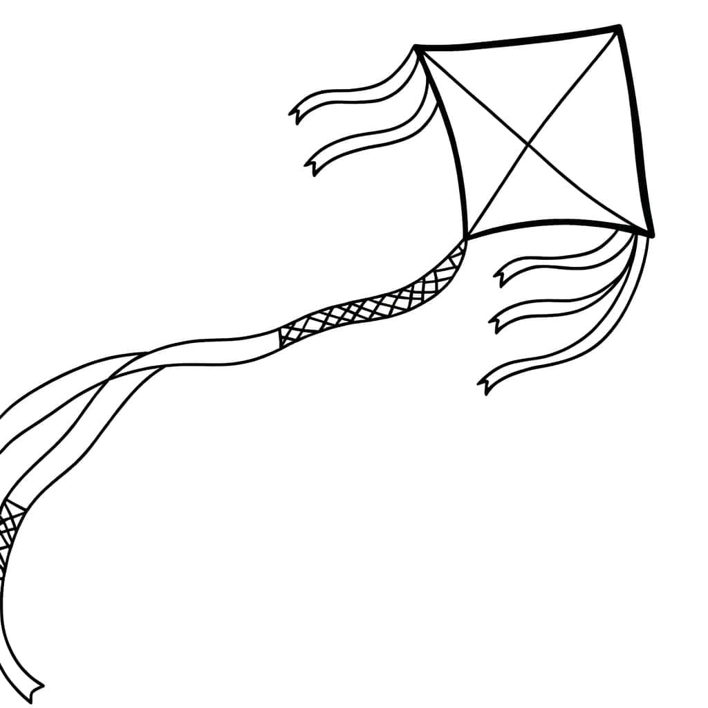 Coloriage Cerf-volant dans le vent à imprimer et colorier
