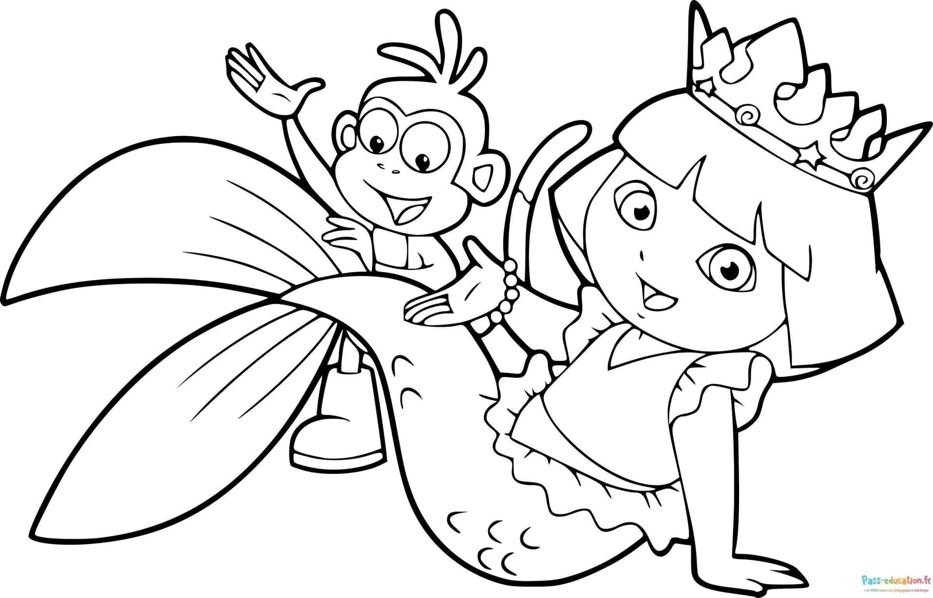 Coloriage Dora et Babouche à imprimer et colorier