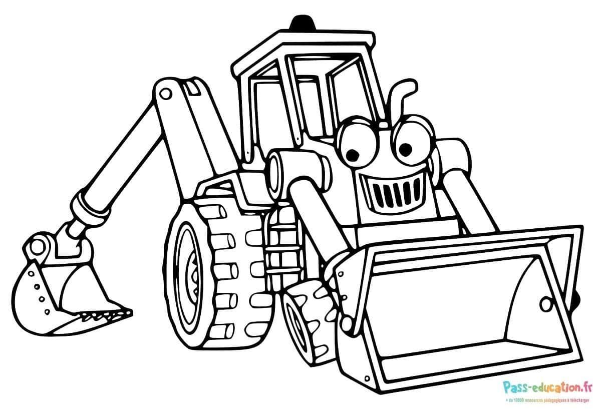 Coloriage Excavatrice souriante à imprimer et colorier