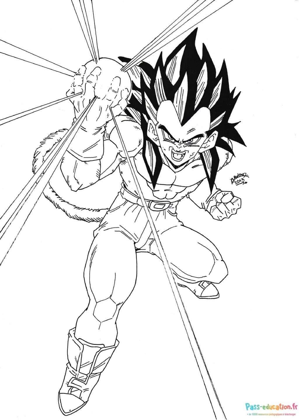 Coloriage Vegeta en action à imprimer et colorier