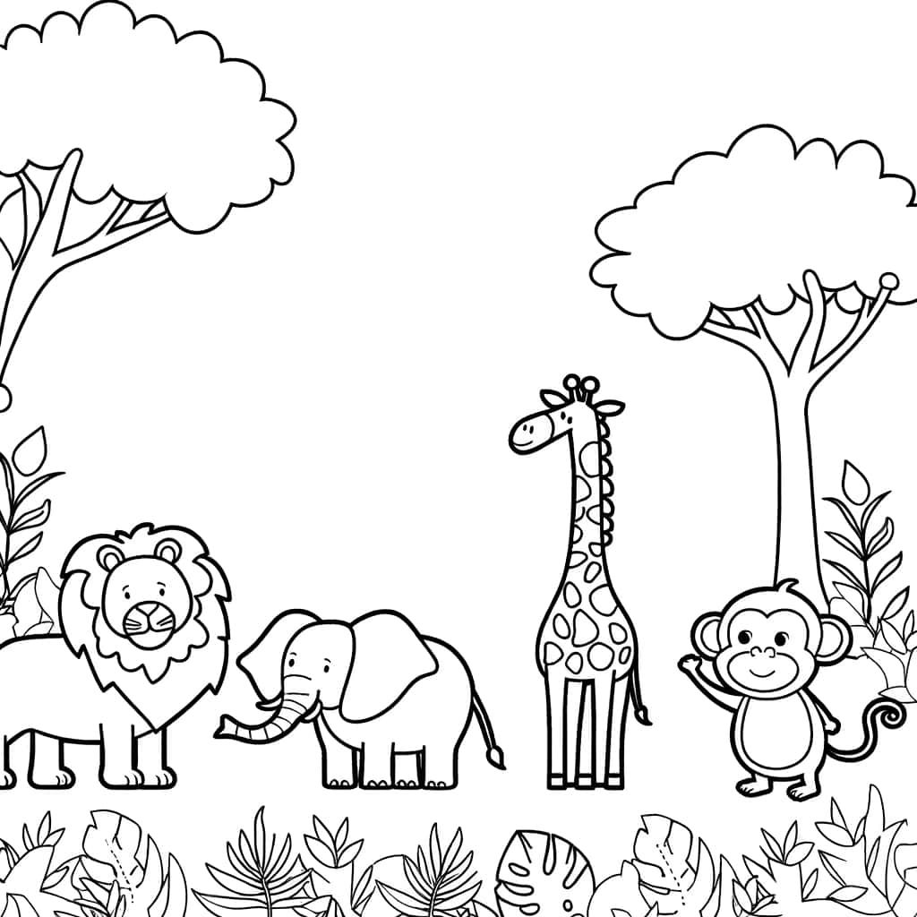 Coloriage Animaux de la savane à imprimer et colorier