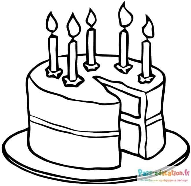 Coloriage Gâteau d'anniversaire à imprimer et colorier