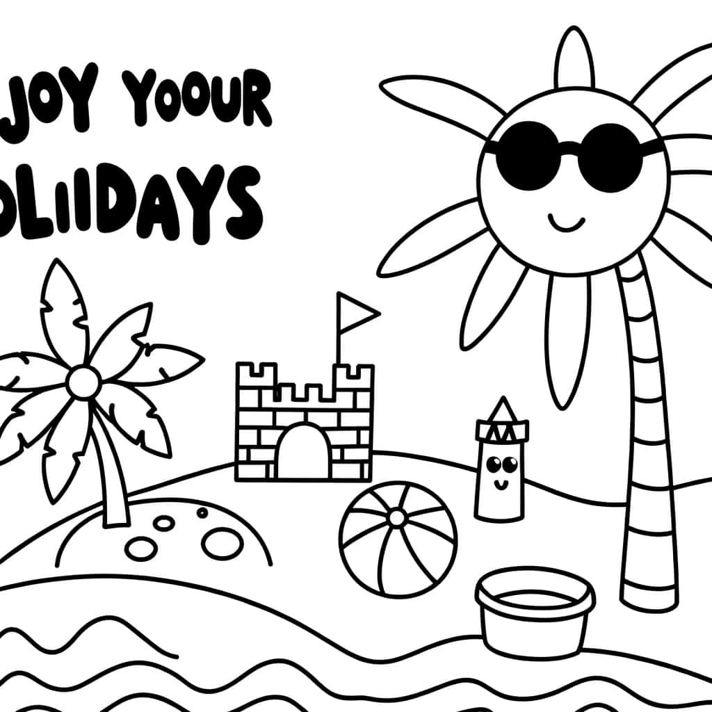 Coloriage Bonnes vacances à imprimer et colorier