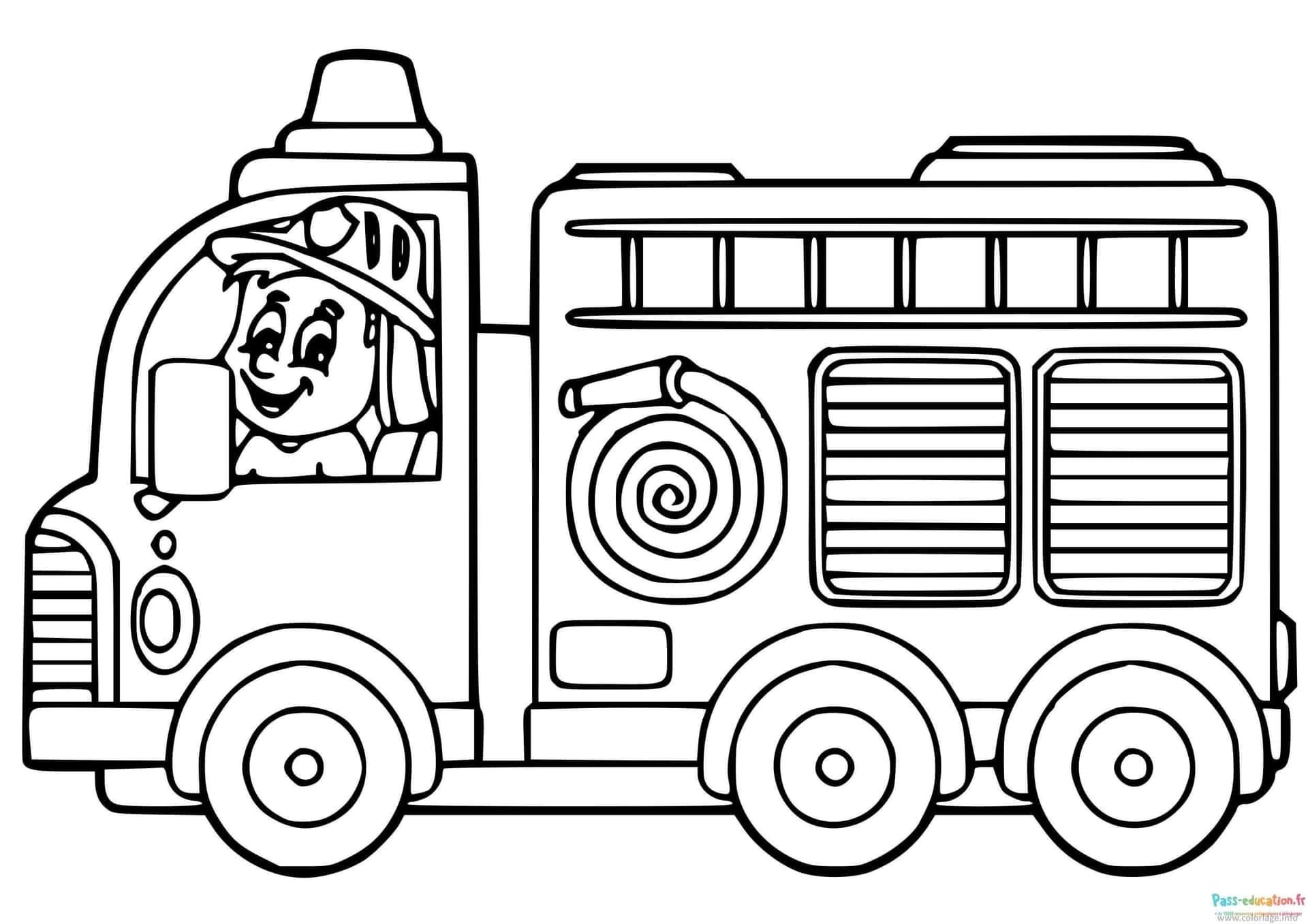 Coloriage Camion de pompier à imprimer et colorier