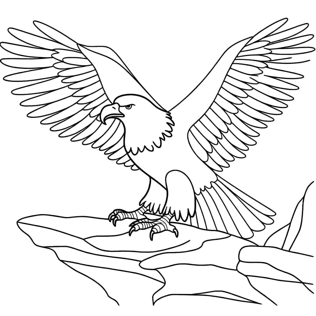 Coloriage Aigle en vol à imprimer et colorier