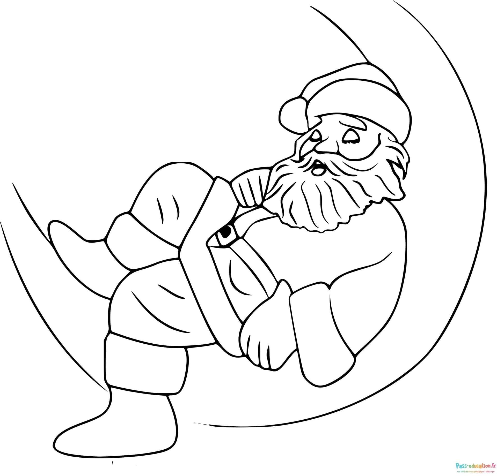 Coloriage Père Noël lunaire à imprimer et colorier