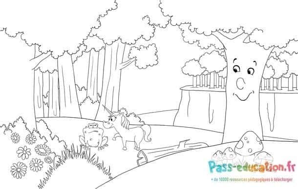 Coloriage Forêt enchantée à imprimer et colorier