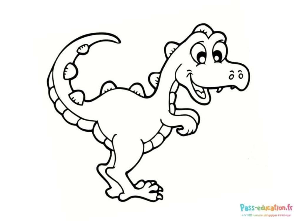 Coloriage Dinosaure souriant à imprimer et colorier